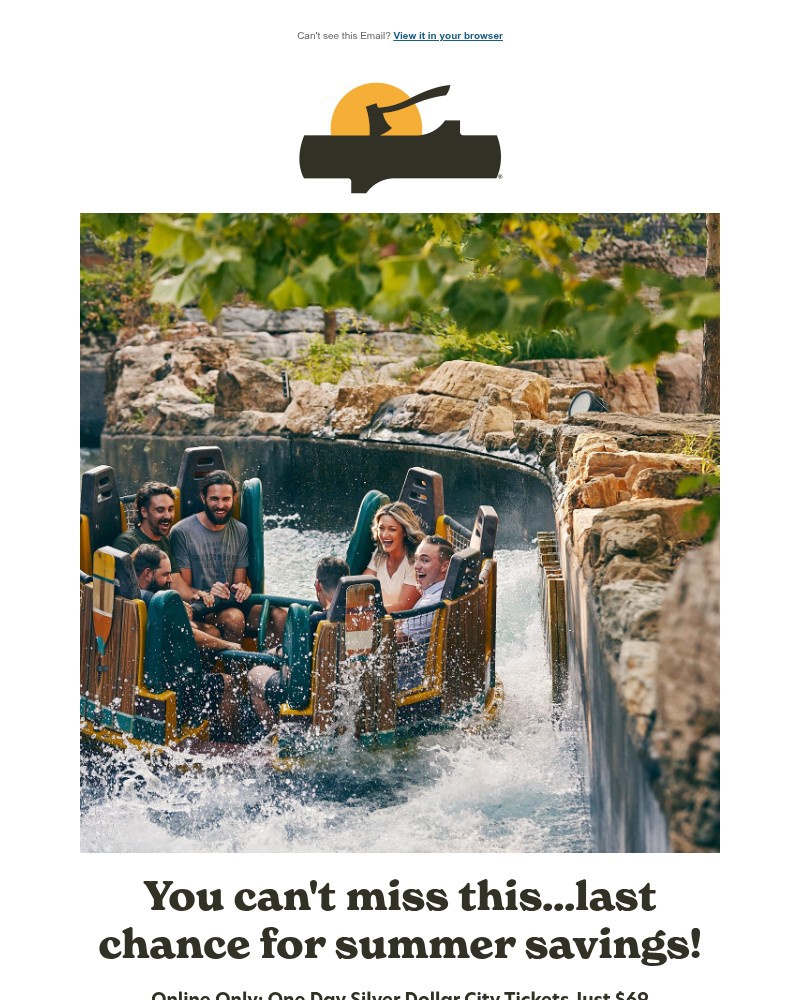 Screenshot of email sent to a Silver Dollar City Newsletter subscriber