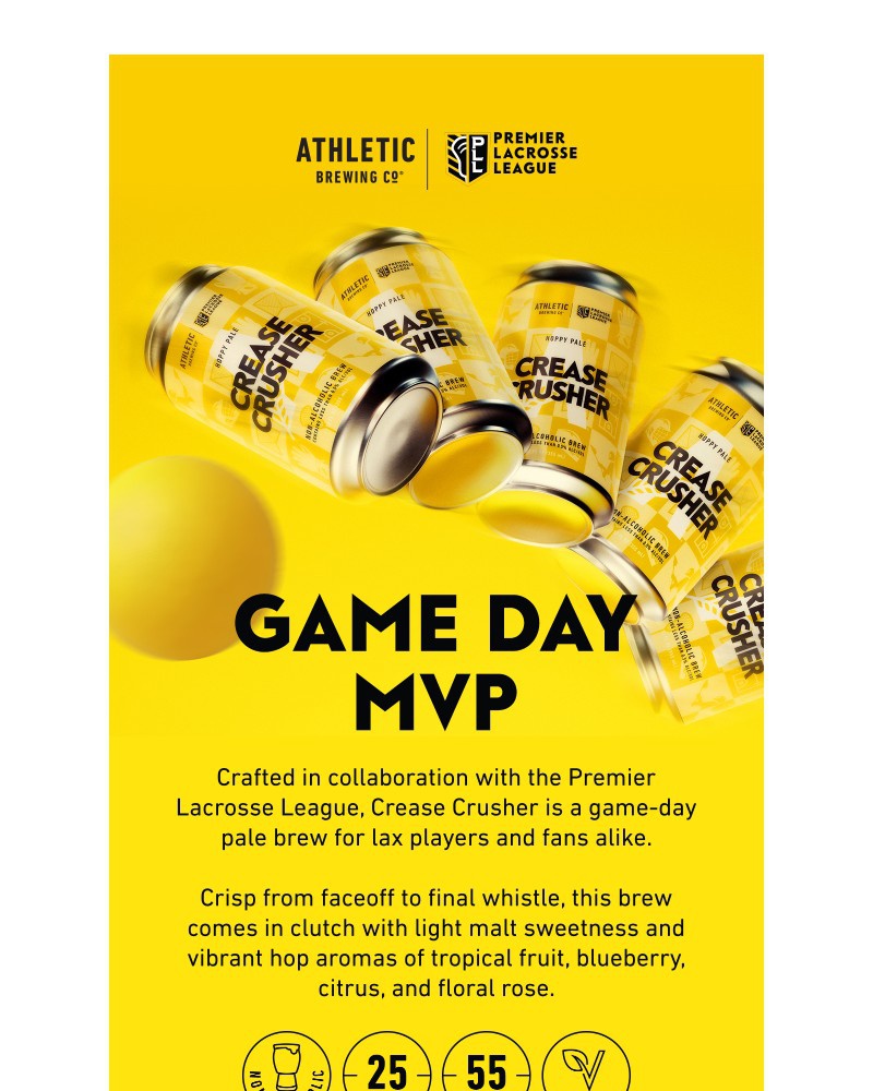 Screenshot of email sent to a Athletic Brewing Newsletter subscriber