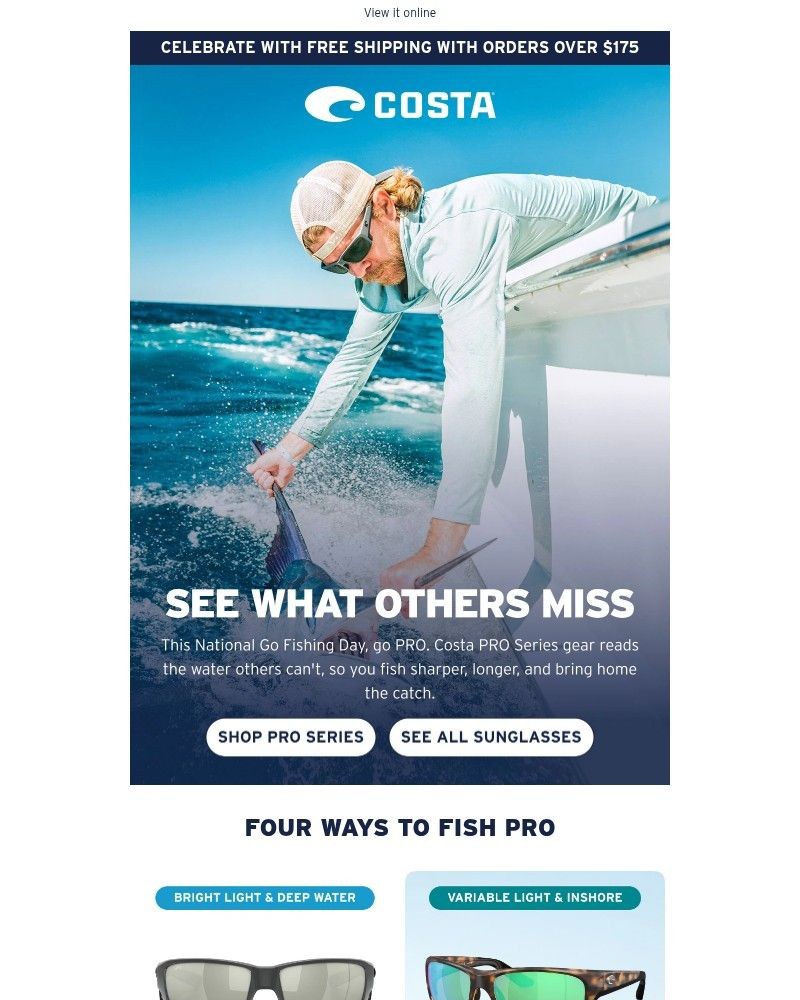 Screenshot of email sent to a Costa del Mar Newsletter subscriber