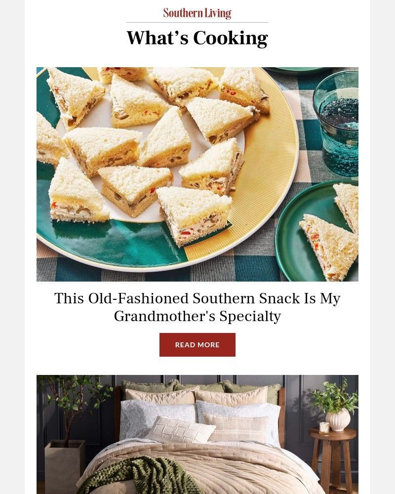 Screenshot of email sent to a Southern Living Newsletter subscriber