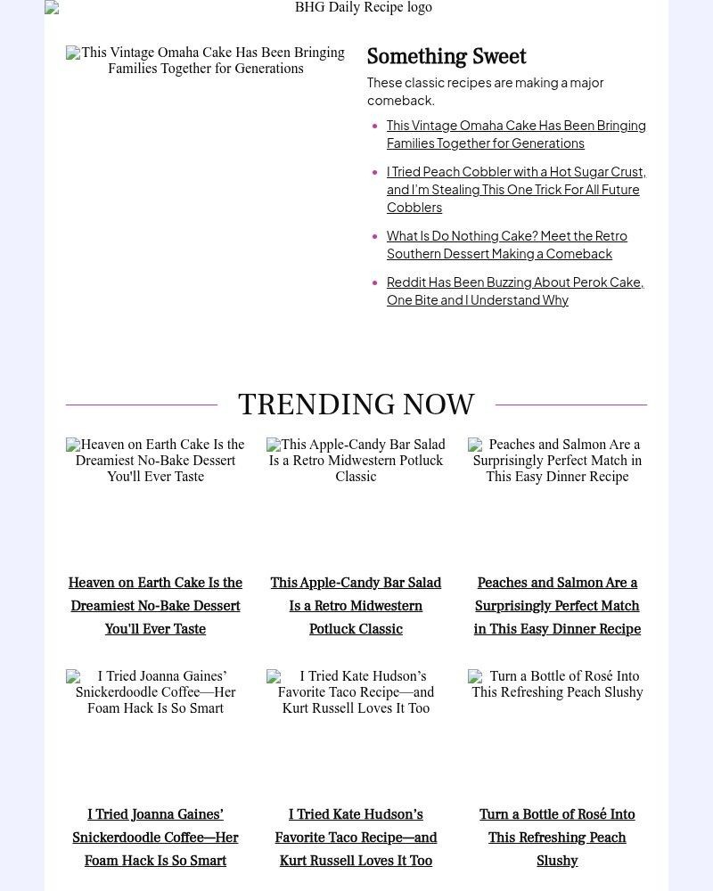 Screenshot of email sent to a Better Homes and Gardens Newsletter subscriber