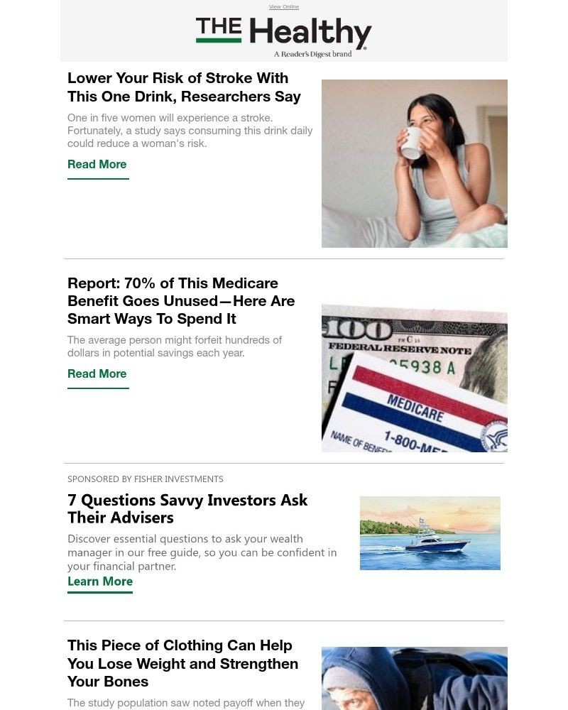 Screenshot of email sent to a Reader’s Digest Newsletter subscriber