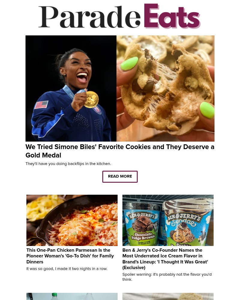 Screenshot of email sent to a Parade Newsletter subscriber