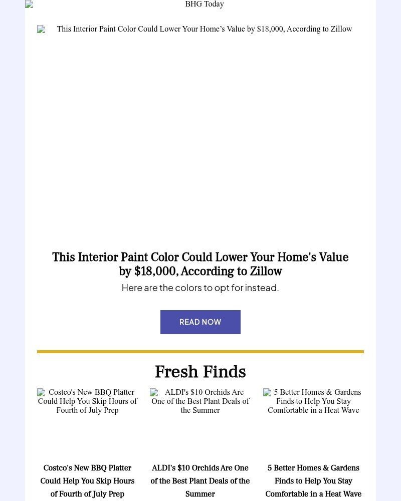 Screenshot of email sent to a Better Homes and Gardens Newsletter subscriber