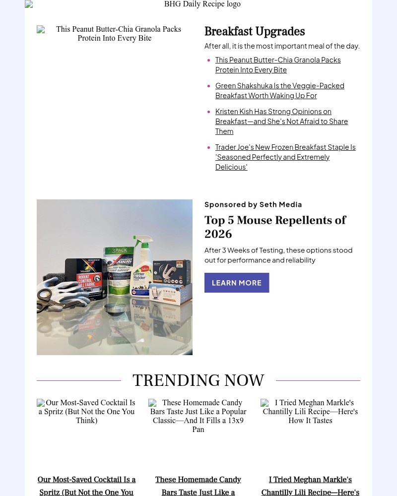 Screenshot of email sent to a Better Homes and Gardens Newsletter subscriber