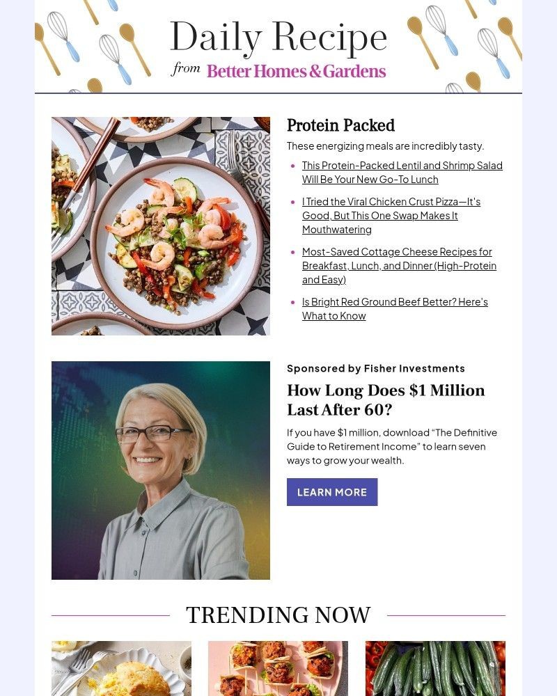 Screenshot of email sent to a Better Homes and Gardens Newsletter subscriber