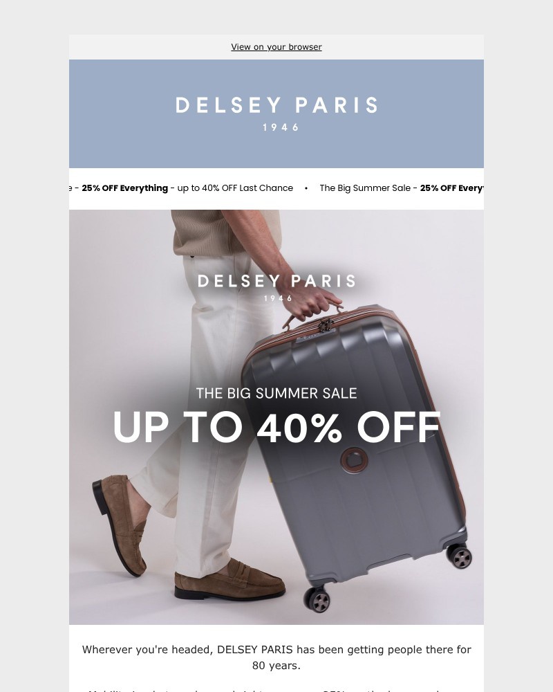 Screenshot of email sent to a Delsey Paris Newsletter subscriber
