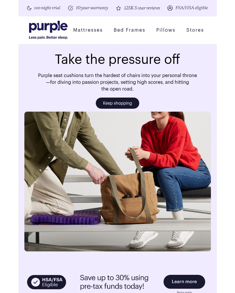 Screenshot of email sent to a Purple Cart abandoner