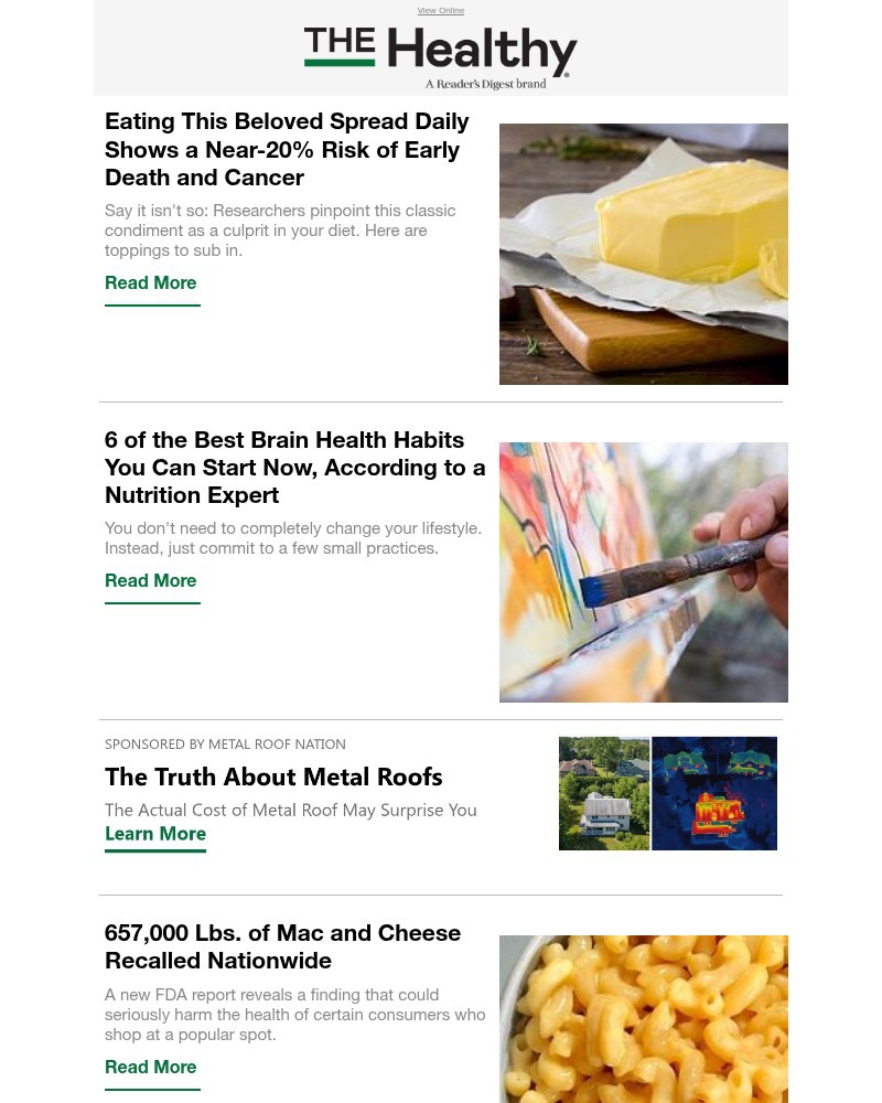 Screenshot of email sent to a Reader’s Digest Newsletter subscriber