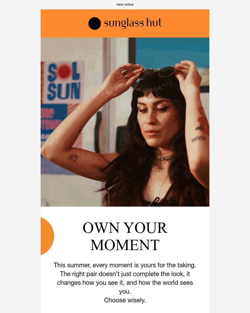 Screenshot of email sent to a Sunglass Hut Newsletter subscriber