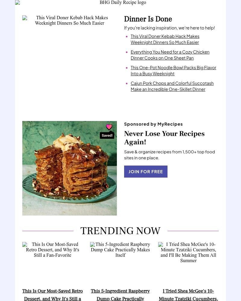 Screenshot of email sent to a Better Homes and Gardens Newsletter subscriber