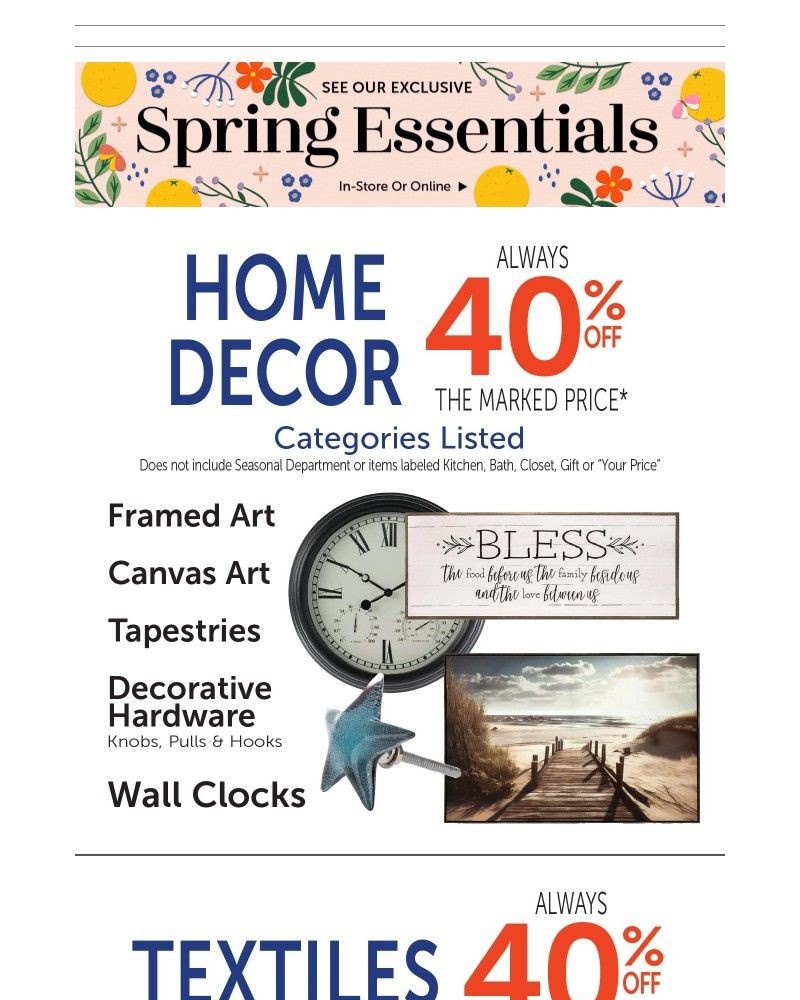 Screenshot of email sent to a Hobby Lobby Newsletter subscriber