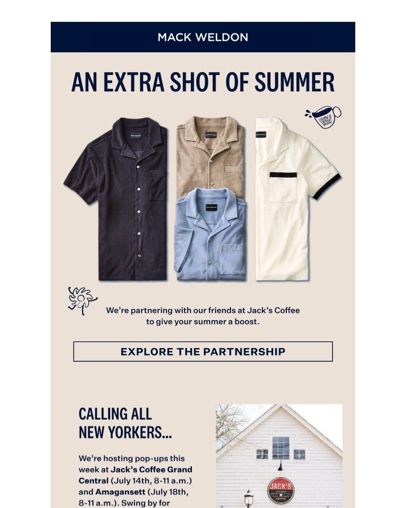 Screenshot of email sent to a Mack Weldon Newsletter subscriber