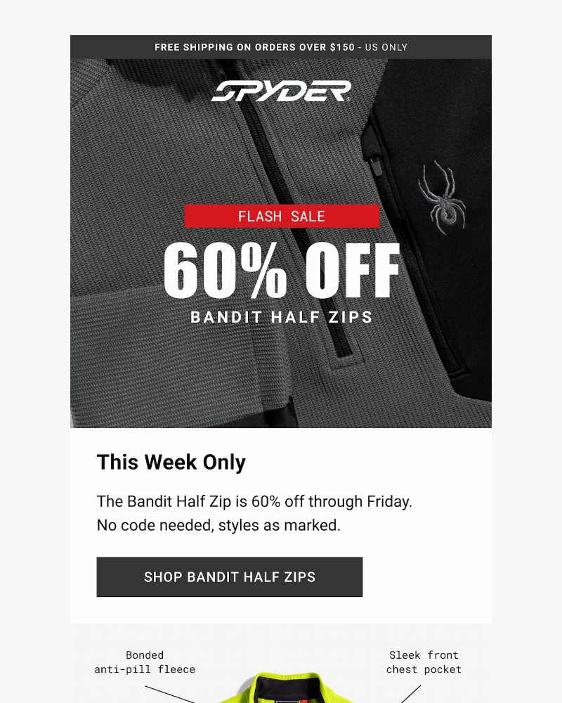 Screenshot of email sent to a Spyder Newsletter subscriber