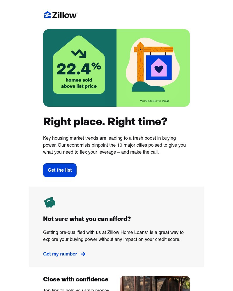 Screenshot of email sent to a Zillow Registered user