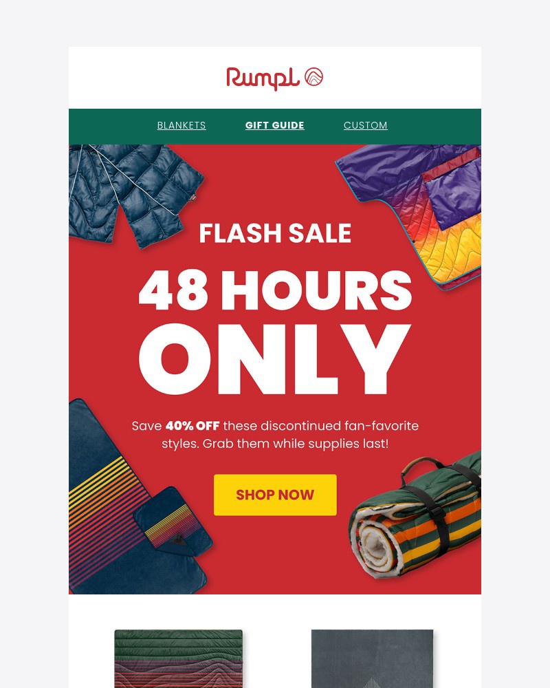 Screenshot of email sent to a Rumpl Newsletter subscriber