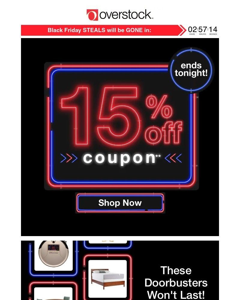 Screenshot of email with subject /media/emails/tick-tock-take-15-off-outrageous-black-friday-deals-ends-tonight-93f431-cropped-e492b344.jpg