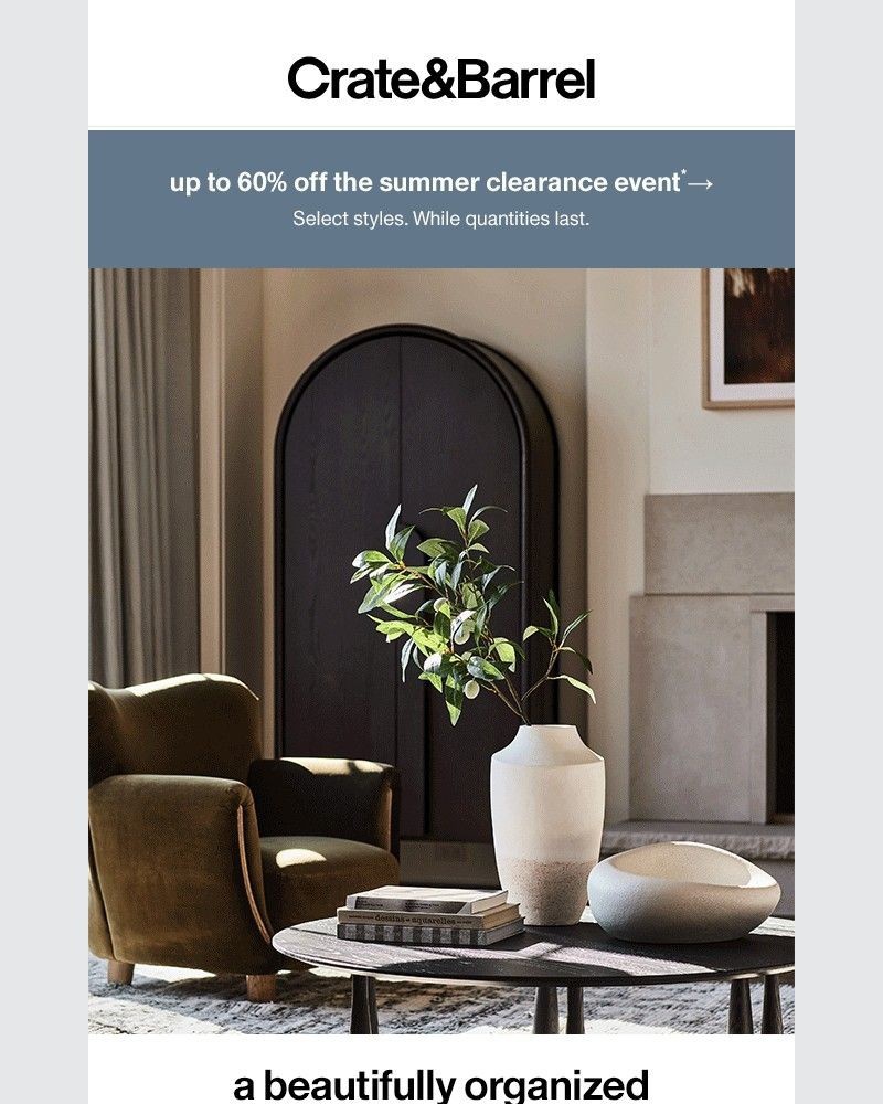 Screenshot of email sent to a Crate & Barrel Newsletter subscriber