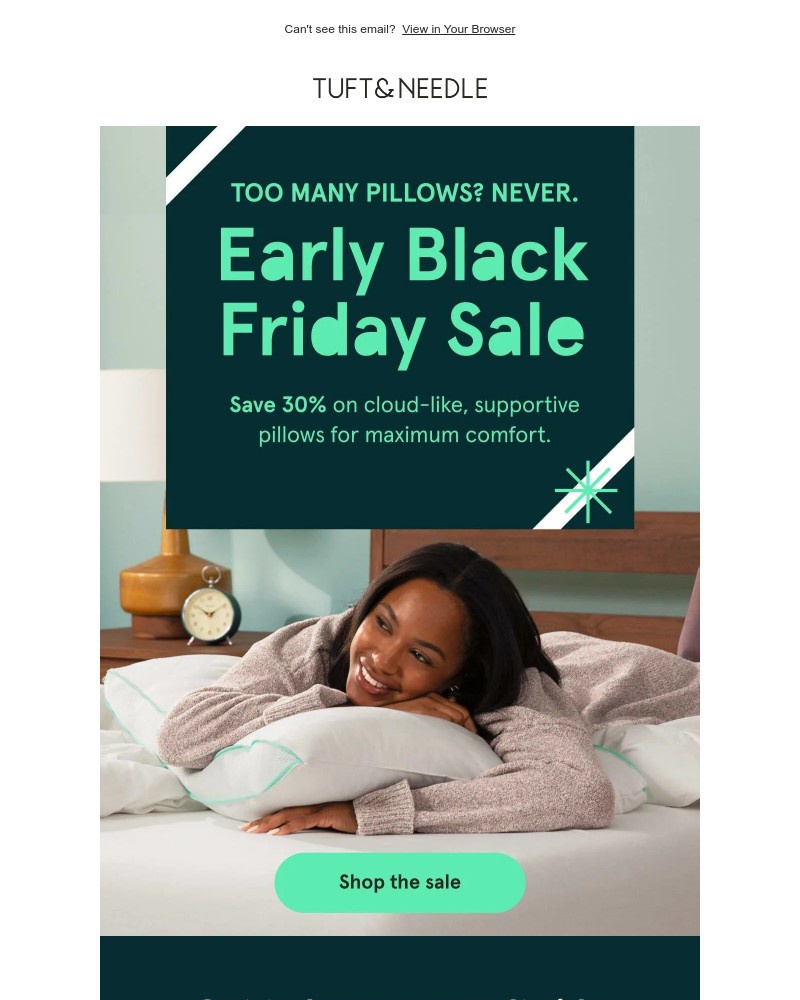 Screenshot of email sent to a Tuft & Needle Newsletter subscriber