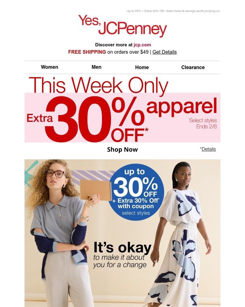 Screenshot of email sent to a JCPenney Newsletter subscriber