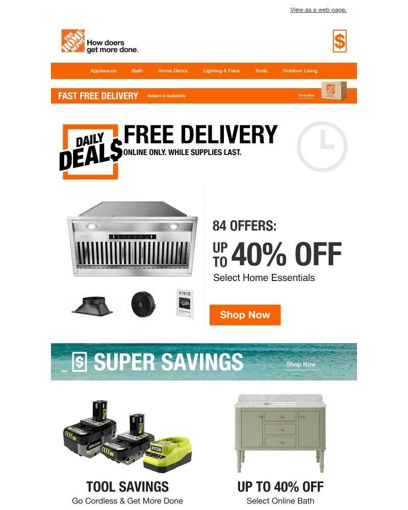 Screenshot of email sent to a Home Depot Newsletter subscriber