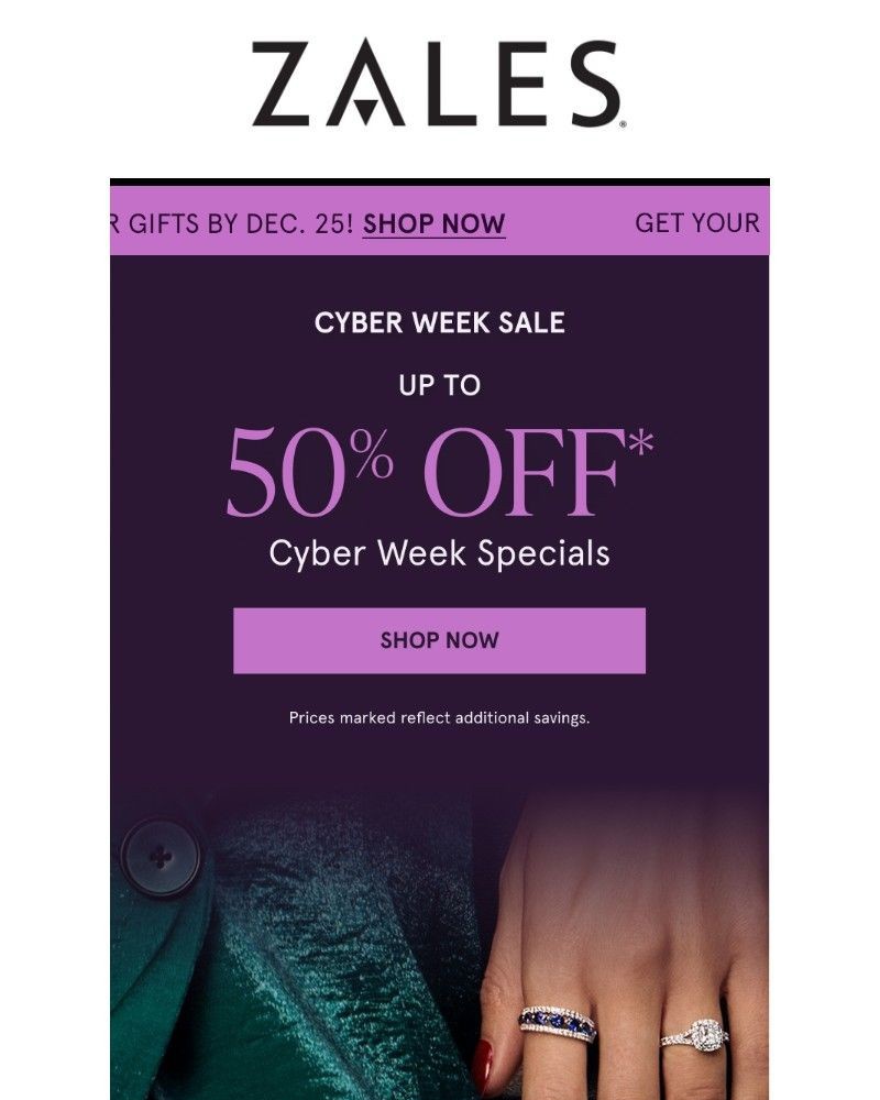 Screenshot of email sent to a Zales Newsletter subscriber