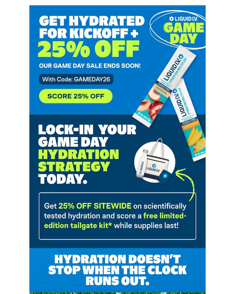 Screenshot of email sent to a Liquid I.V. Newsletter subscriber