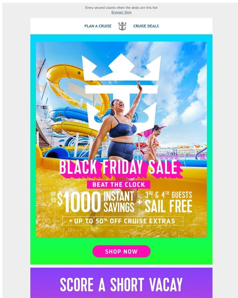 Screenshot of email sent to a Royal Caribbean Cruises Newsletter subscriber