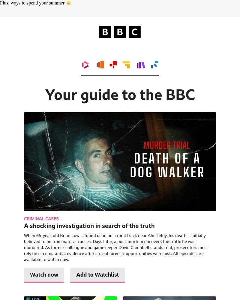 Screenshot of email sent to a BBC iPlayer Registered user