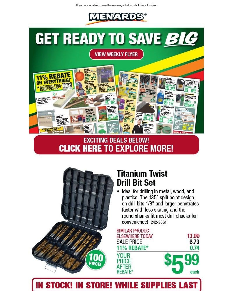 Screenshot of email with subject /media/emails/titanium-twist-drill-bit-set-only-599-after-rebate-plus-new-weekly-flyer-f4a072-c_r0KLc4w.jpg