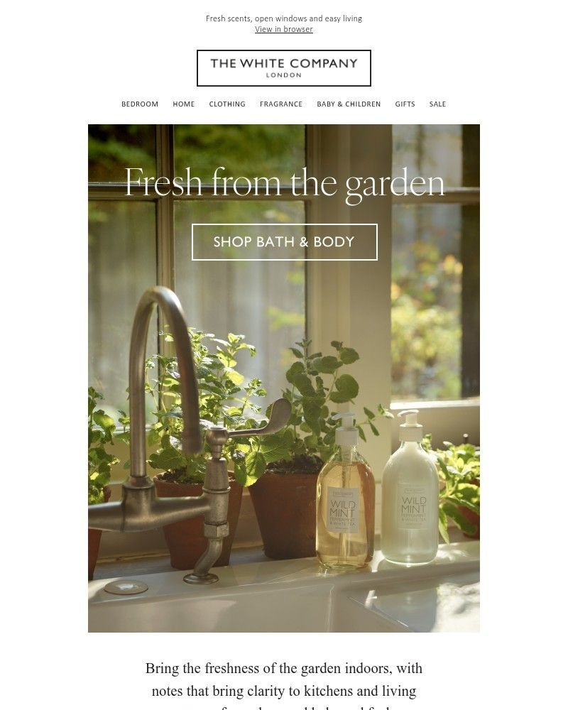 Screenshot of email sent to a The White Company Cart abandoner