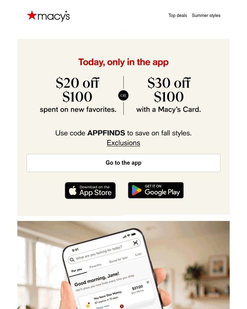 Screenshot of email sent to a Macy's Cart abandoner