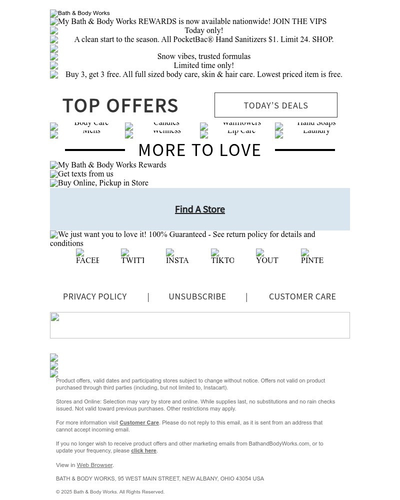 Screenshot of email sent to a Bath & Body Works Newsletter subscriber