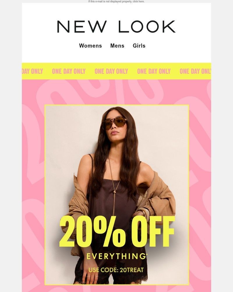 Screenshot of email sent to a New Look Newsletter subscriber