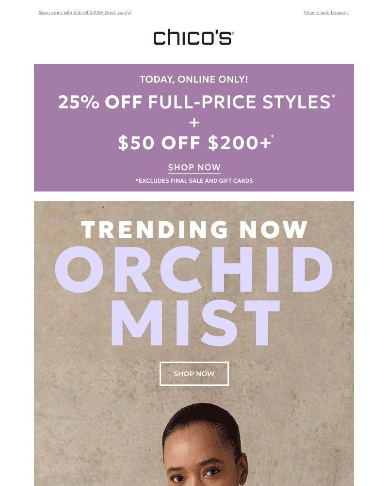 Screenshot of email sent to a Chico’s Newsletter subscriber