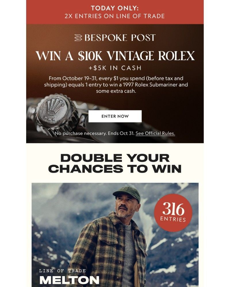 Screenshot of email with subject /media/emails/today-only-2x-entries-for-a-10k-rolex-5k-in-cash-10de47-cropped-f2ed48d8.jpg