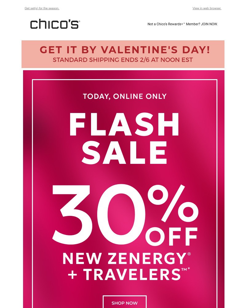 Screenshot of email sent to a Chico’s Newsletter subscriber