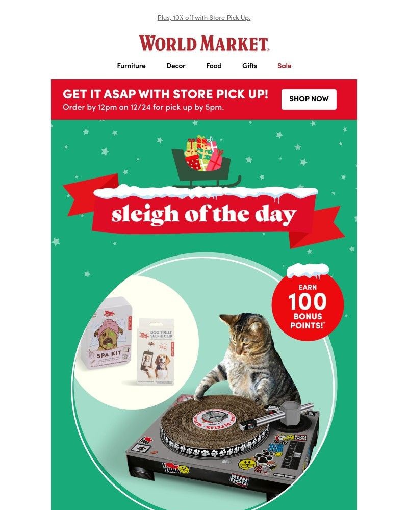 Screenshot of email sent to a World Market Cart abandoner