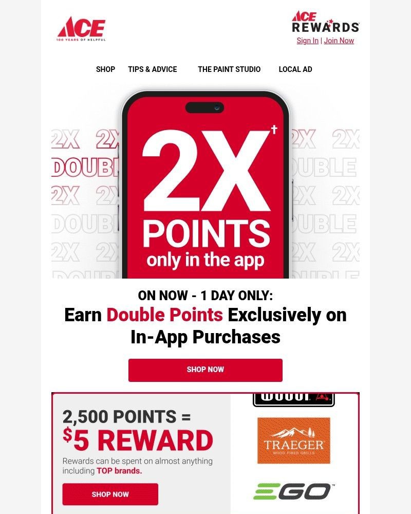 Screenshot of email with subject /media/emails/today-only-earn-2x-more-in-the-app-5d9c3f-cropped-3785a55e.jpg