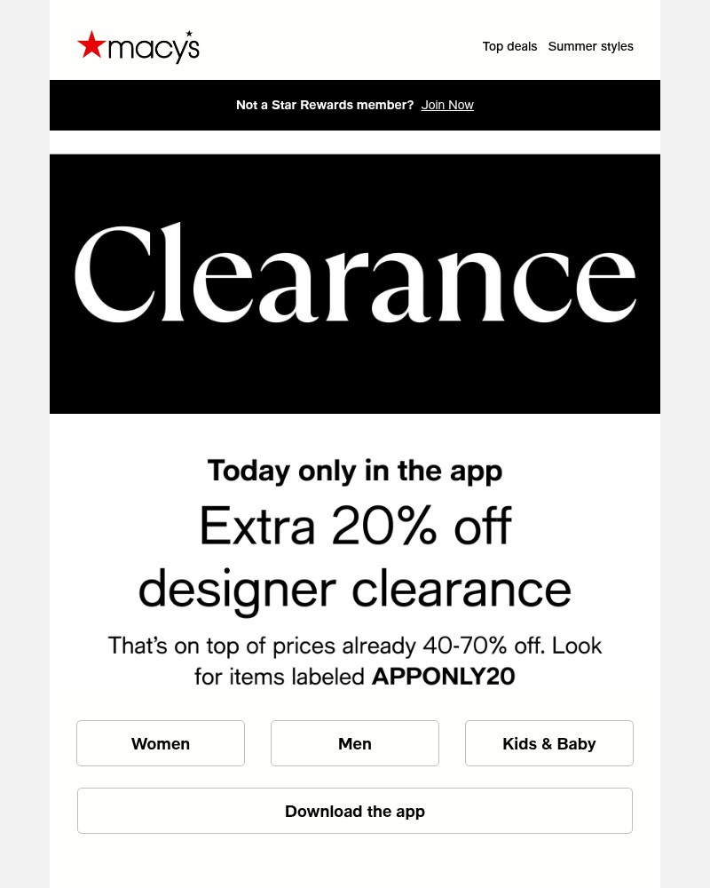Screenshot of email with subject /media/emails/today-only-extra-20-off-designer-clearance-in-the-app-493c4f-cropped-7751eaa6.jpg