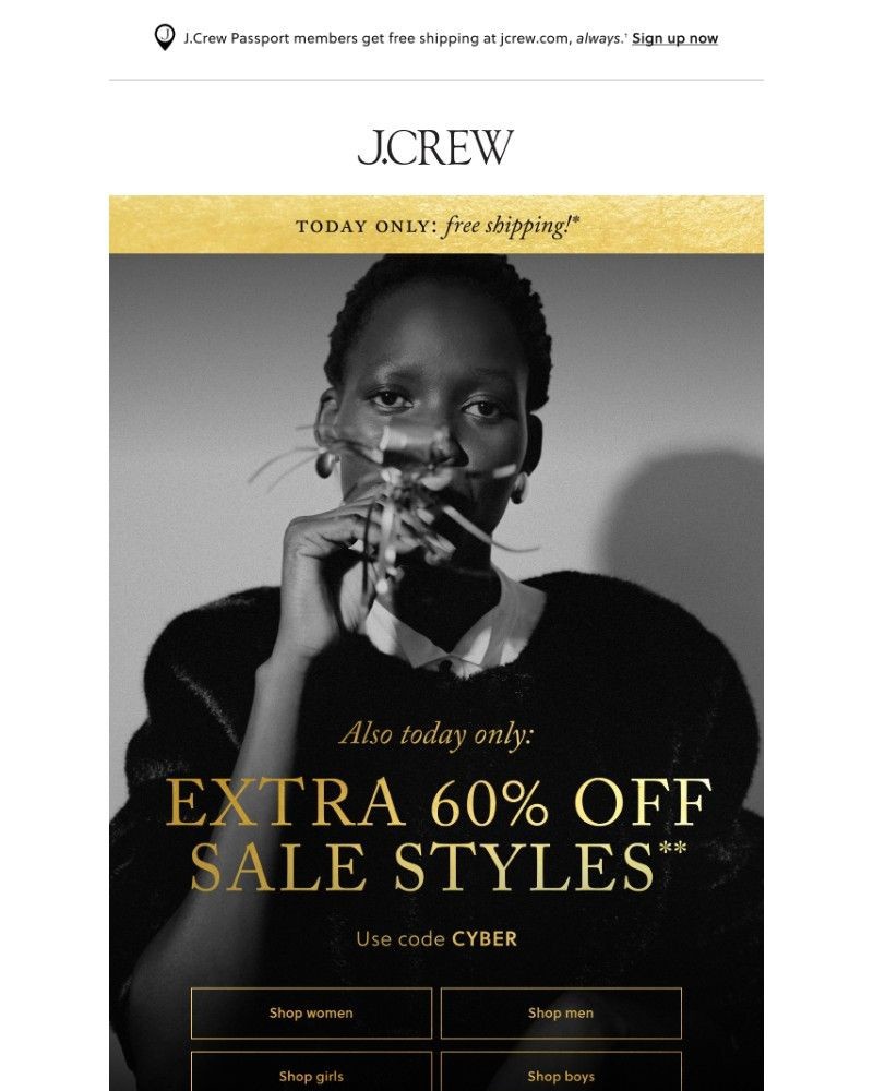 Screenshot of email with subject /media/emails/today-only-extra-60-off-sale-free-shipping-aeb7f6-cropped-ae72fd9e.jpg