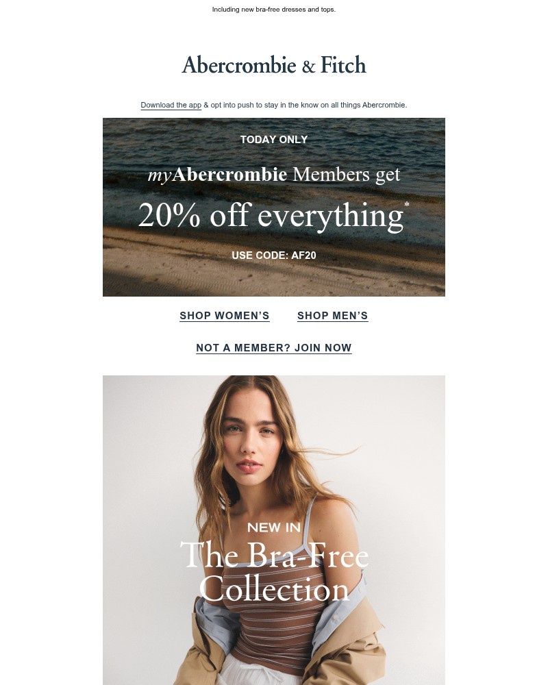 Screenshot of email sent to a Abercrombie Newsletter subscriber