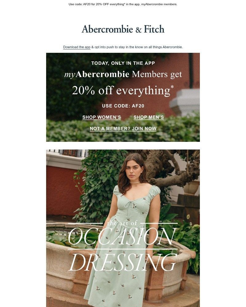 Screenshot of email sent to a Abercrombie Newsletter subscriber