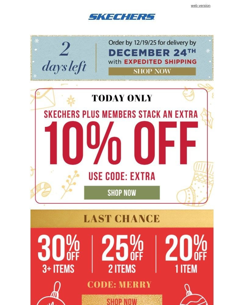 Screenshot of email sent to a Skechers Newsletter subscriber