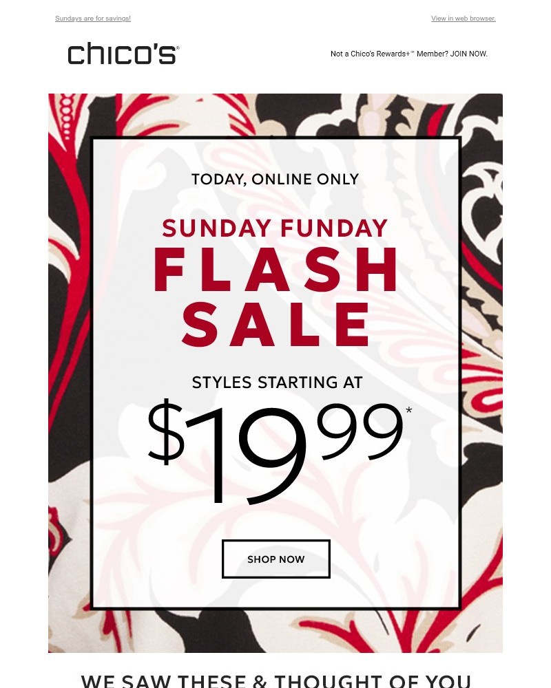 Screenshot of email sent to a Chico’s Newsletter subscriber