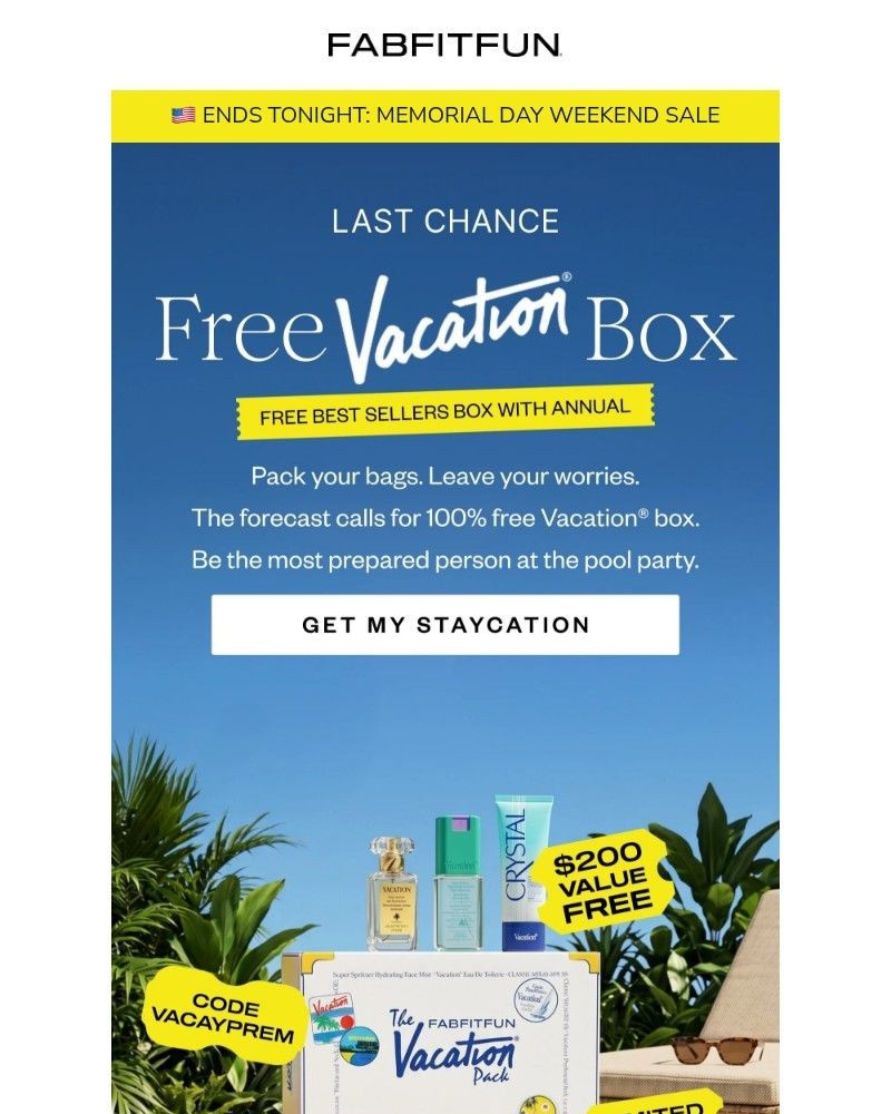 Screenshot of email sent to a FabFitFun Newsletter subscriber