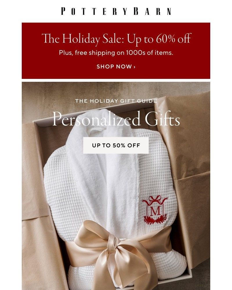 Screenshot of email sent to a Pottery Barn Cart abandoner