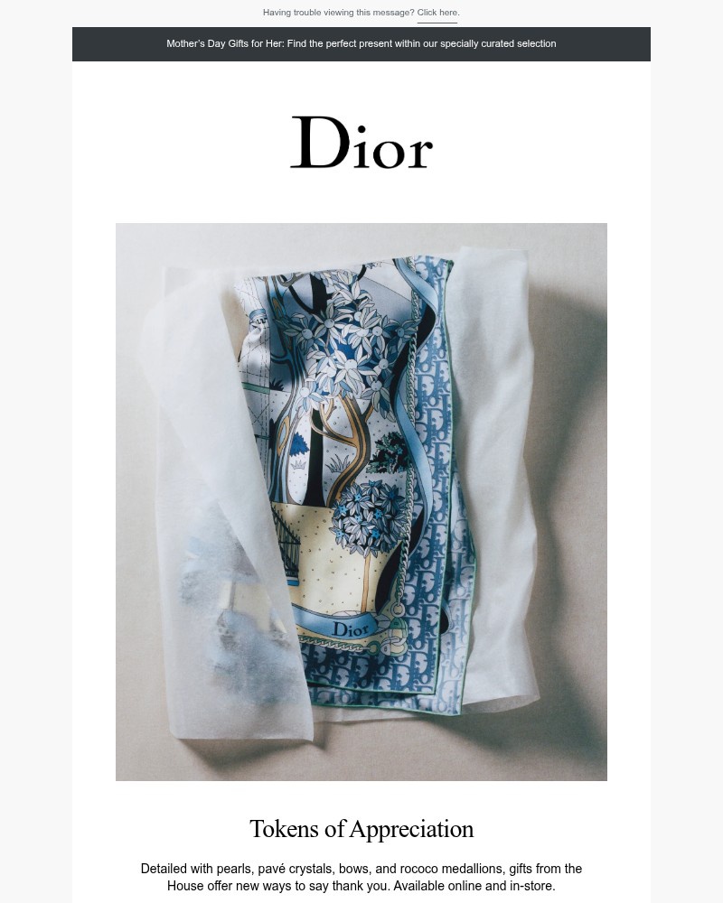Screenshot of email sent to a Dior Newsletter subscriber