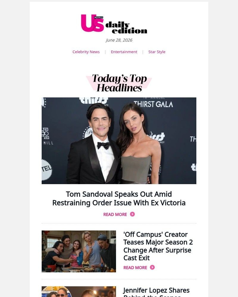 Screenshot of email sent to a Us Weekly Newsletter subscriber