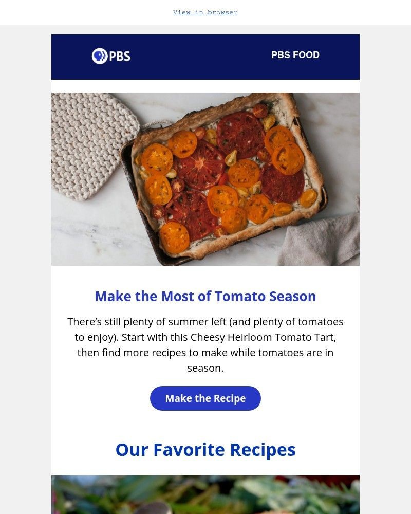 Screenshot of email sent to a PBS Newsletter subscriber